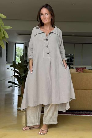 Made in Italy Paulo Pillow Cotton Sailor Dress Stone /9 =